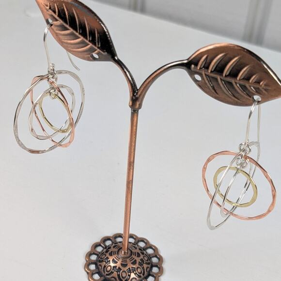 RLM Studio 925 Sterling Tri-Metal Round Link Necklace Pendant Earring Set *READ - Picture 6 of 10